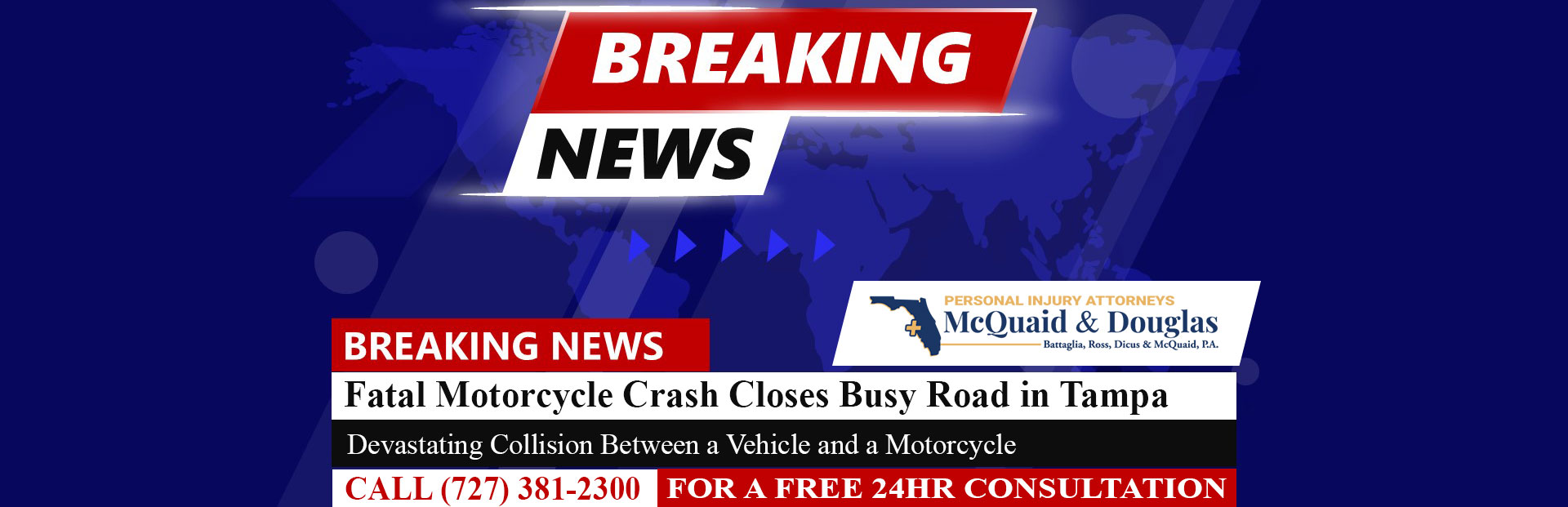 [06-20-24] Fatal Motorcycle Crash Closes Intersection at E Kennedy Blvd and N Florida Ave in Tampa